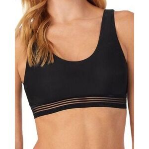 Le Mystère Second Skin Bralette Black Mesh Stripe Comfort Support S